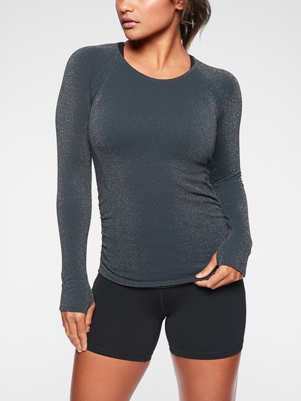 Athleta Speedlight Speckle Blue Athletic Long Sleeve Top Metallic Women’s Small